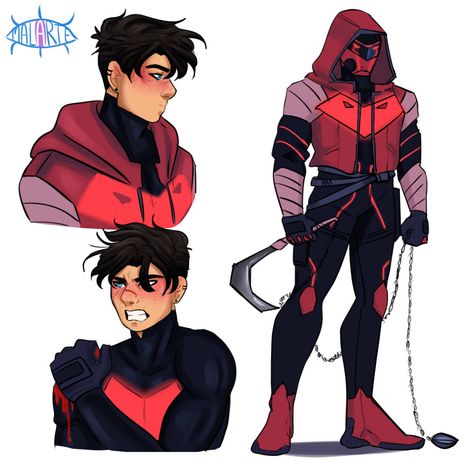 Bat Family Oc Suit, Batfam Oc Suit, Red Hood Suit Design, Superhero Design Concept Art Suits, Superhero Suits, Red Hood Jason Todd, Batman Funny, Dc Comics Superheroes, Marvel Fan Art