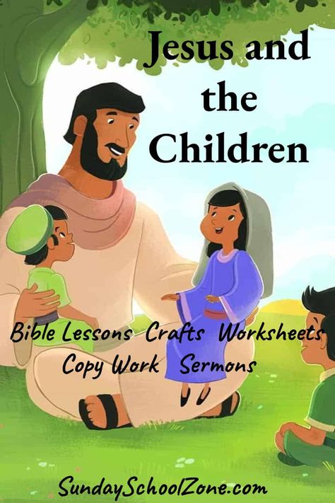 Jesus And The Children, Jesus Preschool, Sunday School Activities For Kids, School Activities For Kids, Childrens Bible Activities, Toddler Sunday School, Raising Of Lazarus, Paralyzed Man, The Good Samaritan