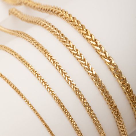 Buy 14K Real Gold Wheat Chain Necklace Solid Gold Wheat Chain online on Etsy India. Shop for handmade, vintage and unique Chains items from ChainJewelryME online on Etsy Solid Gold Chains, Everyday Necklace, Real Gold, Gold Chain, Chains Necklace, Gold Chains, Wheat, Solid Gold, Chain Necklace