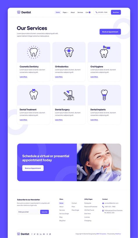 Dental Clinic HTML CSS Website Theme Medical Websites, Dental Advertising, Medical Website Design, Dentist Clinic, Dental Website, Modern Website Design, Ui Design Website, Website Template Design, Web Ui Design