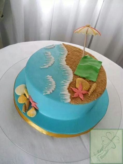 Volleyball Summer, Beach Birthday Cake, Tårta Design, Drawing Beach, Beach Waves Hair, Island Cake, Beach Themed Cakes, Bolo Moana, Vsco Beach