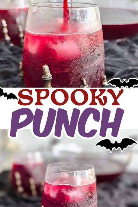 Halloween Spiked Drinks, Spiked Punch Recipes Parties, Best Alcoholic Punch, Halloween Punch Alcohol, Halloween Drinks Alcohol Punch, Dark Halloween Party, Spooky Punch, Punch Halloween, Fun Halloween Drinks