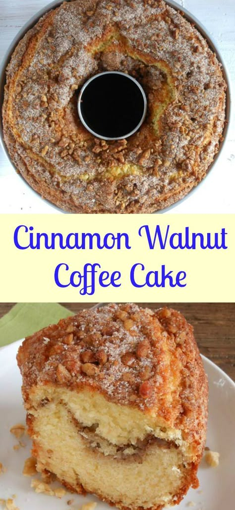 Cinnamon Walnut Coffee Cake one of the best and so easy homemeade cinnamon coffee cakes, the perfect made from scratch anytime desserts/anitalianinmykitchen.com Walnut Coffee Cake, Bed Photography, Resipi Kek, Cinnamon Coffee Cake, Photography Coffee, Cinnamon Coffee, Walnut Cake, Gateaux Cake, Coffee Cakes