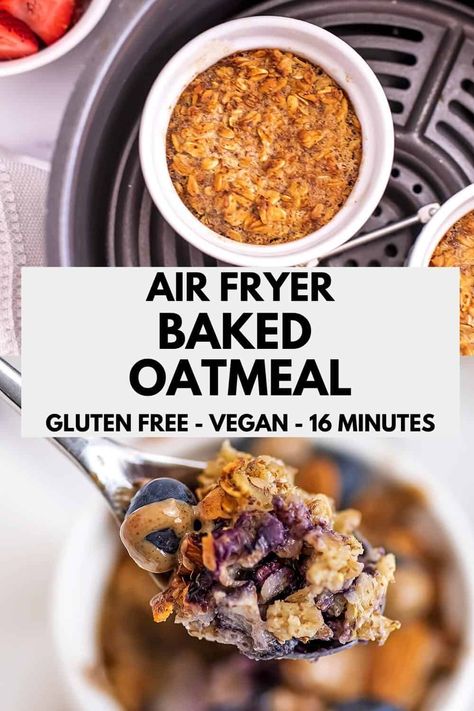 Air Fryer Baked Oats, Air Fryer Oatmeal, Air Fryer Recipes Breakfast, Protein Baking, Baked Oatmeal Recipes, Air Fryer Healthy, Baked Oats, Air Fryer Recipes Easy, Air Fryer Recipes Healthy