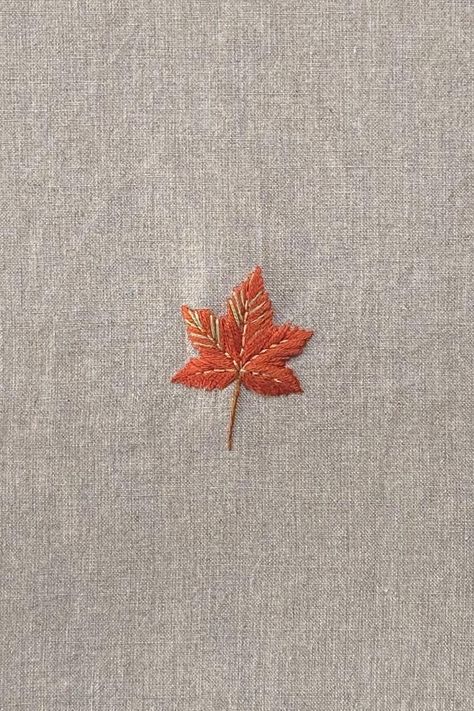 Handmade Embroidery "Maple Leaf (4.4x6.1cm)" Add a personal touch to your item with our "Maple Leaf (4.4x6.1cm)" embroidery. We can embroider your loved one's name or any word(s) of your choosing! To get started, please count the number of symbols (letters, numbers, or special characters) in your word(s), and select the corresponding amount in the "Symbols" dropdown, before following the instructions below. Choose this embroidery for any item of our shop: 1. Add any item you would like to get wi Maple Leaf Embroidery Design, Autumn Leaf Embroidery, Oak Leaf Embroidery, Fall Leaf Embroidery, Maple Embroidery, Tiny Embroidery Ideas, Autumn Leaves Embroidery, Maple Leaf Embroidery, Embroidery Leaves