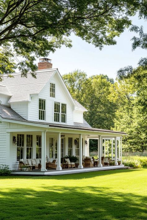 12 Old Farmhouse Exterior Ideas for Timeless Charm! - My Decor Inspo Rustic White House, New Build With Old Charm, Old Country Houses Farmhouse, New Homes That Look Old, New House That Looks Old, Ranch To Colonial Conversion, White Farmhouse With Stone, Old Farmhouse Remodel Exterior, 1800s Farmhouse Exterior