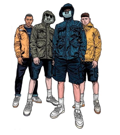 Football Casuals Cartoon, Casual Football Hooligans Art, Hooligans Football Casual, Ultras Football Design, Ultras Art, Hooligan Clothing, Grunge Outfits Boys, Football Casual Clothing, Casual Football