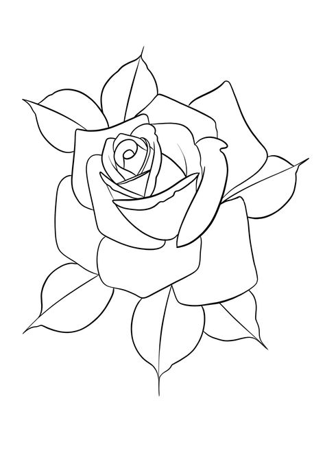 Rose Stencil Outline, Rose Stencil Tattoo Design, Traditional Rose Outline, Rose Tattoo Stencil Outline, Roses Outline, Rose Tattoo Outline, Rose Outline Drawing, Roses Stencil, Rose Outline Tattoo