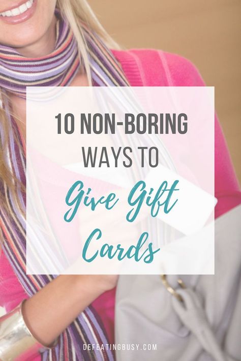 Looking for creative ways to give gift cards? Then check out these 10 gift card ideas. #defeatingbusy Unique Gift Card Presentation, Christmas Gift Card Presentation, Ways To Give Gift Cards, Gift Card Tree, Gift Card Bouquet, Gift Card Presentation, Spa Gift Card, Unique Gift Cards, Teacher Gift Card