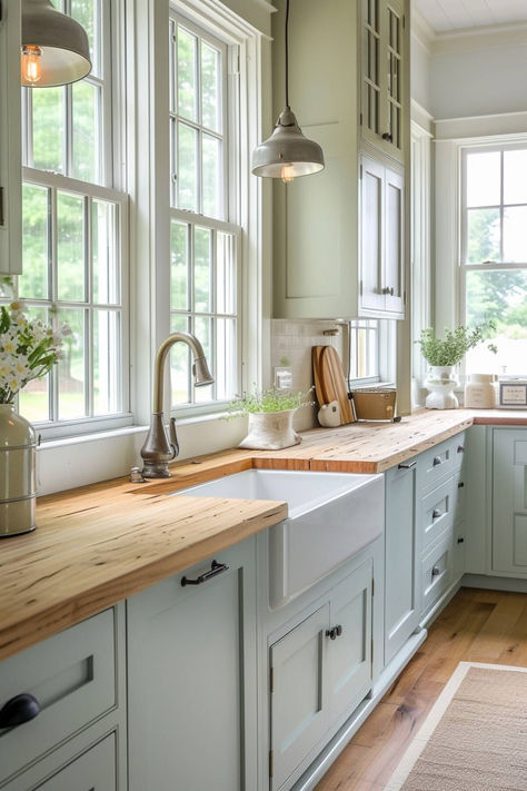 40 Rustic Farmhouse Kitchen Designs for a Gorgeous Home 1900 House, Rustic Farmhouse Kitchen Ideas, Farm Kitchen Ideas, Cape Kitchen, Dapur Rustic, Farmhouse Cottage Kitchen, Cabin Kitchen, Bungalow Renovation, Country Modern