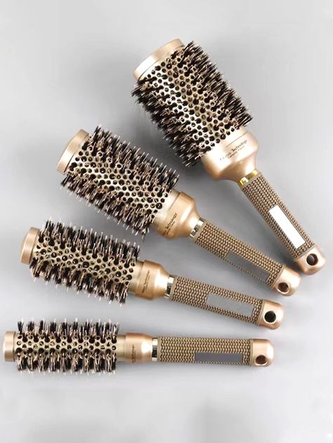 Champagne    Aluminum Alloy  Brush & Comb Sets Embellished   Beauty Tools Hair Tool Set, Round Hair Brush, Hair Brush Set, Detangling Hair Brush, Beauty Brushes, Thick Eyebrows, Styling Comb, Comb Hair, Hair Detangler