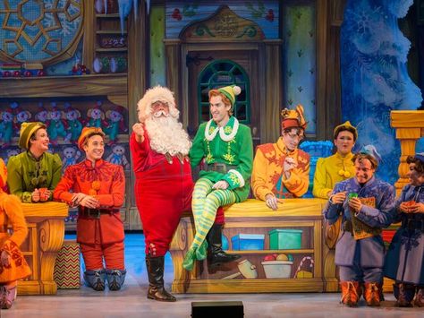 Holiday films onstage, from 'White Christmas' to 'Elf' Elf Jr The Musical, Elf Musical, Elf Costumes, Elf The Musical, Musical Costumes, Community Theater, Christmas Elves, Santa's Workshop, Elf Ornaments