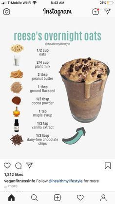 Overnight Oats Recipe Easy, Best Overnight Oats Recipe, Oat Recipes Healthy, Overnight Oats Recipe Healthy, Dairy Free Chocolate Chips, Resep Diet, Makanan Diet, Healthy Sweets Recipes, Oats Recipes