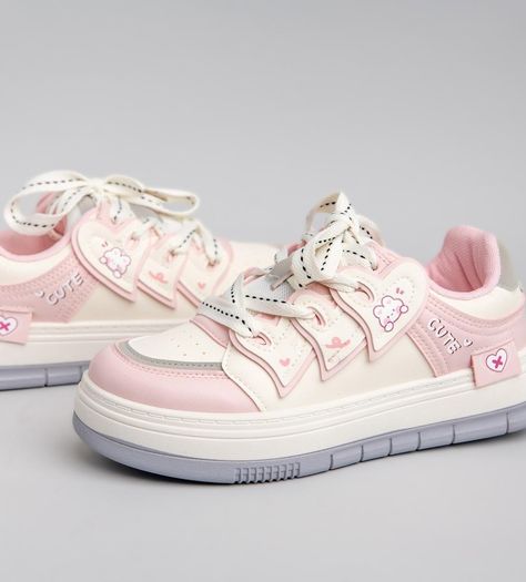 Who wouldn’t love FREE shoes?🥰 our buy 3 get 1 FREE deal ends in exactly 1 week! #trendyshoes #trendingshoes #shoesforher #shoesforwomen #shoesforgirls #shoesforsale #cutegiftsforher #giftsforher #customshoes Cute Shoes Sneakers Casual, Pink Aesthetic Shoes, Cutecore Shoes, Cute Shoes Aesthetic, Kawaii Platform Shoes, Narnia Closet, Harajuku Shoes, Light Pink Shoes, Korean Shoes