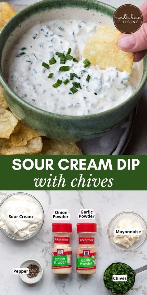 Sour Cream And Onion Cucumber Chips, Homemade Sour Cream And Onion Dip, Recipes Using Chives, Sour Cream And Mayo Dip Recipe, Sour Cream And Chive Dip, Sour Cream Recipes Dips, Dip Recipes Sour Cream, Dips With Sour Cream, Chive Recipes