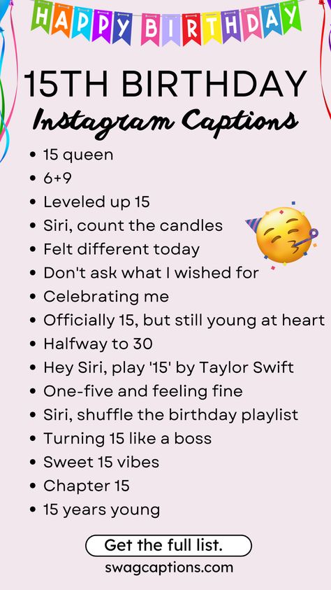 15th Birthday Instagram Captions to Copy Paste May Birthday Captions, Turning 15 Birthday Captions, 15th Bday Captions, 15 Birthday Captions, 15th Birthday Captions, 15th Birthday Quotes, 15th Birthday Aesthetic, 15 Birthday Ideas, 15th Birthday Ideas