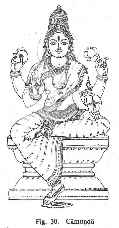 Camunda Goddesses Drawing, Kamakshi Amman, Tripura Sundari, Ancient Drawings, Kalamkari Painting, Temple Art, Hinduism Art, Goddess Artwork, Tanjore Painting