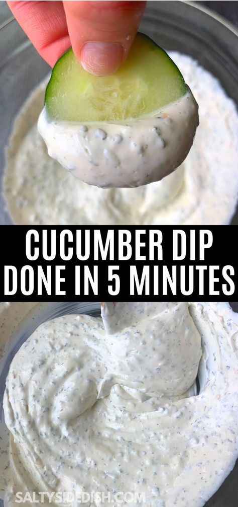 Cucumber Dip Recipe, Cucumber Dip, Dip Recipes Easy, Snack Dip, Think Food, Jalapeno Poppers, Yummy Dips, Party Food Appetizers, Appetizer Dips