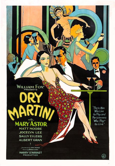 Art Deco Poster Design, Old Movie Poster, Mary Astor, Old Film Posters, Italian Movie Posters, Hollywood Poster, Roaring 20, Old Movie Posters, Dry Martini