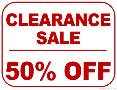 Printable 50 Percent Off Clearance Sale Sign Clearance Sale Sign, 30 Percent Off, 20 Percent Off, Sale Sign, Tv Console, Sign Templates, For Sale Sign, Printable Signs, The Store