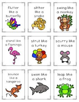 Act Like An Animal Movement Brain Break Cards by Sarah Eisenhuth Movement Cards, Teacher Poems, Zoo Activities, Sunday School Games, Dear Zoo, Animal Movement, Fun Brain, Drama Ideas, Movement Activities