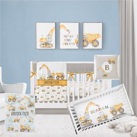 Crib Sheets Boy, Baby Boy Crib Bedding Sets, Construction Nursery, Mini Crib Bedding, Boys Crib Bedding Sets, Set Construction, Baby Boy Crib Bedding, Boy Nursery Bedding, Baby Boy Cribs