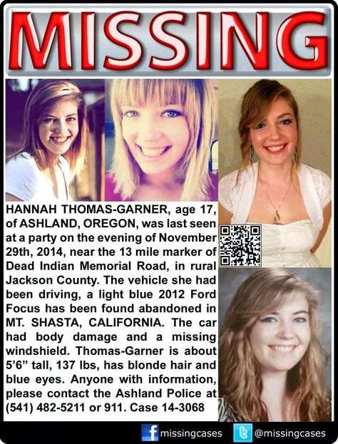 .... Hannah Thomas, 2012 Ford Focus, Ashland Oregon, Cold Cases, Amber Alert, Jackson County, Missing Person, Bring Them Home, Missing People