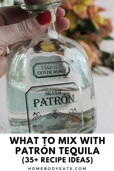 Have you ever wondered what to mix with Patrón tequila? This is a list of the best tasting cocktails, mixers, and shots to pair with Patrón. Any of the drink recipes would be perfect to serve at parties or enjoy on a Saturday night. These cocktail ideas include suggestions to drink with Patrón silver, reposado, and añejo. These are some of the best recipes for tequila lovers to try! Patron Silver Mixed Drinks, Taquilla Cocktail Recipes, Mix Drinks With Tequila, Mixed Drinks With Patron Tequila, Drinks With Patron, Tequila Benefits, Patron Mixed Drinks, Patron Drinks, Unique Charcuterie Board Ideas