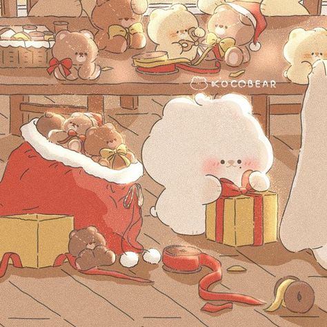 Cute Winter Images, Christmas Teddy Bear Wallpaper, Christmas Bear Wallpaper, Soft Christmas Aesthetic, Cute Christmas Widgets, Kawaii Christmas Drawings, Cute Bear Wallpaper, Cute Christmas Backgrounds, Xmas Drawing