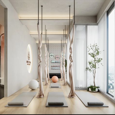 Private Yoga Studio, White Yoga Studio, Mini Yoga Studio, Modern Yoga Studio Design, Home Yoga Studio Ideas, Yoga Studio Ideas, Yoga Studio Design Interiors, Small Yoga Studio Design, Yoga Studio Aesthetic