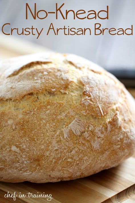 No-Knead Crusty Artisan Bread on chef-in-training.com ...This bread is incredible and is fool-proof! As easy as it gets when it comes to bread making! Crusty Artisan Bread, Yummy Bread, Artisan Breads, A Loaf Of Bread, Artisan Bread Recipes, Baking Breads, Biscuit Rolls, Knead Bread, Breaking Bread