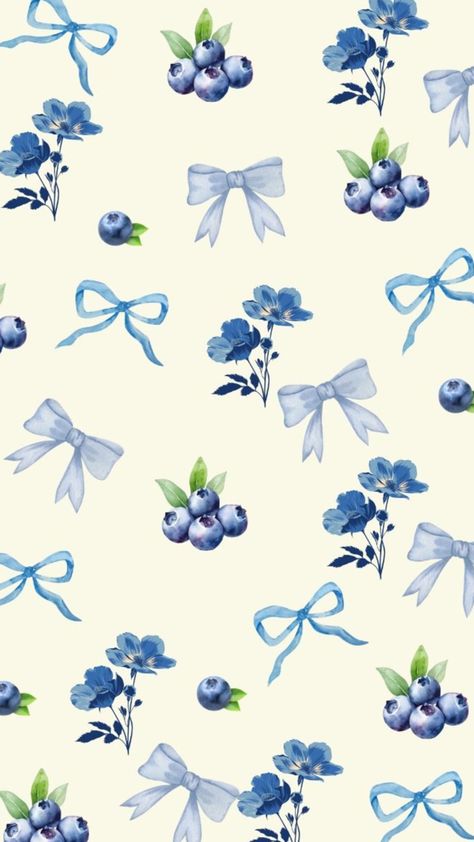 Blueberry Wallpaper Iphone, Blue Cherry Wallpaper, Blueberry Background Aesthetic, Cute Blueberry Wallpaper, Blue Bows Aesthetic Wallpaper, Blueberry Color Aesthetic, Blue Bow Background, Blueberry Aesthetic Vintage, Blue Floral Wallpaper Iphone