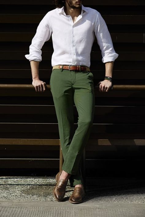 Best Shirt and Pant Combination For Men Shirt And Pants Combinations For Men, Green Pants Men, Dark Green Shirt, Green Pants Outfit, Dark Green Pants, Mens Office Wear, Western Outfits Men, Shirt Outfit Men, Formal Men Outfit