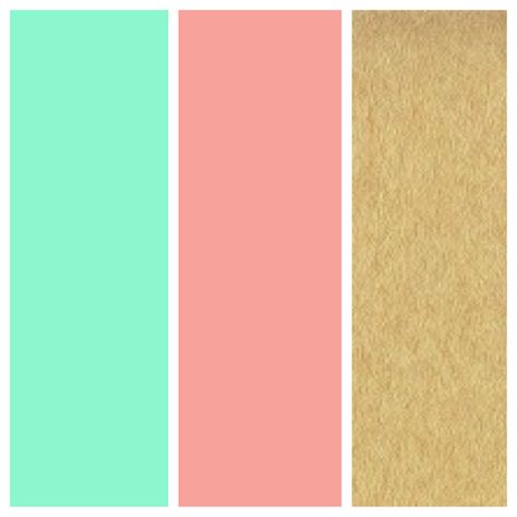 Love these as wedding colors! Mint green, coral, and gold... Mint And Pink Bedroom, Mint Green And Peach Wedding, Mint Green And Coral Wedding, Coral And Mint Wedding, Quince Colors, Bedroom Colours, Coral Bedroom, Perfect Nursery, Office Paint