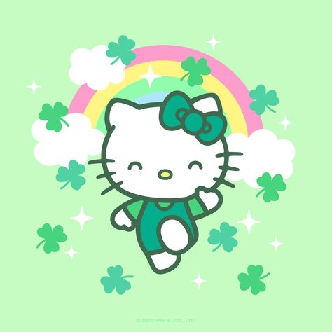 Happy #StPatricksDay! 🍀✨ Day Wallpaper, For Good Luck, Kitty Wallpaper, Hello Kitty Wallpaper, St Patricks, St Patrick, Good Luck, St Patricks Day, Hello Kitty