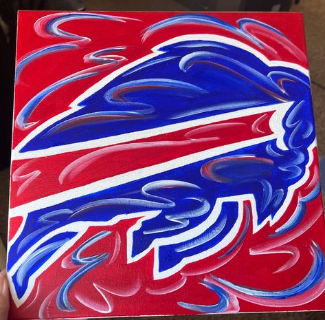 Buffalo Bills Crafts Diy, Buffalo Bills Painting, Red Abstract Background, Football Paintings, Football Canvas, Buffalo Bills Logo, Bills Logo, Art Football, Buffalo Bills Football