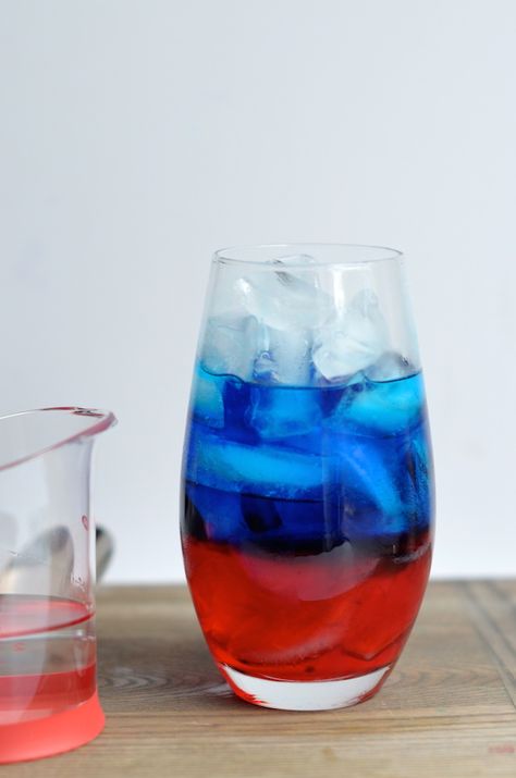 Red White Blue Cocktail, Red White Blue Drink, July Cocktails, Patriotic Drinks, Mixology Drinks, Blue Curacao Liqueur, 4th Of July Cocktails, Alcoholic Treats, Red Punch