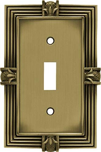 Franklin Brass 64474 Pineapple Single Toggle Switch Wall Plate/Switch Plate/Cover, Tumbled Antique Brass Franklin Brass Antique Brass Lighting, Decorative Light Switch Covers, Decorative Switch Plate, Electrical Outlet Covers, Toggle Light Switch, Brass Lighting, Toggle Switch, Switch Plate Covers, Light Switch Plates