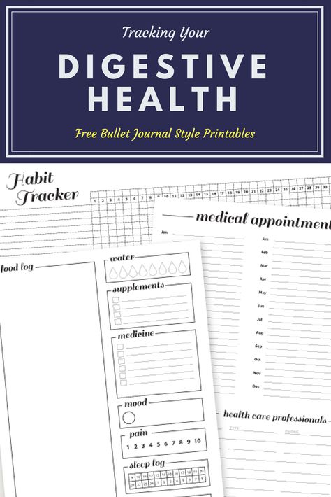 Free printables to track your digestive disease and disorder symptoms. Bullet Journal style trackers. Digestive health bullet journal pages. Health Symptoms Tracker, Food And Symptom Tracker, Symptom Tracker Printable Free, Oraginze Ideas, Spoonie Journal, Health Journal Templates, Symptom Tracker Printable, Symptom Journal, Bullet Journal Health