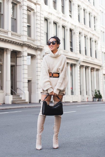 Sweater Dressing :: Cozy turtleneck & Nude suede boots Marc Fisher Boots, Over The Knee Boot Outfit, Wendy's Lookbook, Nude Boots, Tall Girl Fashion, Bota Over, Knee Boots Outfit, To My Love, Stuart Weitzman Boots