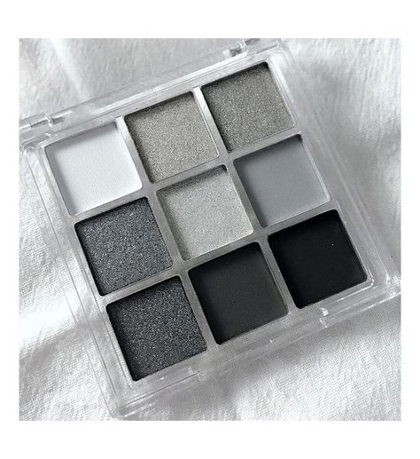 YEWEIAN EYESHADOW PALETTE GLITTER WATERPROOF Black Makeup Palette, Black Smokey Eyeshadow, White Eyeshadow Makeup, Cool Toned Eyeshadow Palette, Smokey Eyeshadow Palette, Black And White Makeup, Grey Makeup, Grey Eyeshadow, Silver Makeup