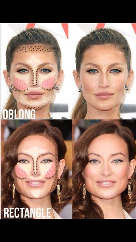 Contouring tricks and tips oblong and rectangle face shapes - www.allabouttheface.co.uk Square Face Makeup, Rectangle Face Shape, Contour Tricks, Oblong Face Shape, Rectangle Face, Long Face Shapes, Face Shape Hairstyles, Square Face Shape, Face Makeup Tips