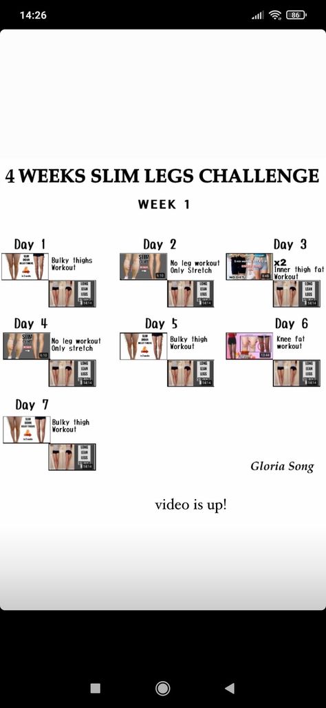 Gloria Song Workout, Gloria Song, Legs Challenge, Inner Workout, Leg Workout Plan, Knee Fat, Slim Legs Workout, Workouts Routines, Leg Challenge