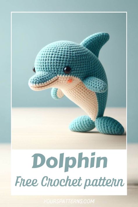 Dolphin Amigurumi Crochet Pattern Crochet Dolphins, Crochet Dolphin Free Pattern, Crochet Doorstop, Crochet Dolphin, Doorstop Pattern, Crochet Step By Step, Crochet Fish Patterns, Crocheted Ideas, Crochet Sea Creatures