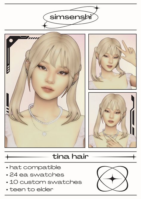 tina hair ୨୧ ‧₊˚ ⋅ | simsenshi on Patreon Sims Packs, Pelo Sims, The Sims 4 Packs, Sims 4 Mm Cc, Sims 4 Body Mods, Sims 4 Expansions, Tumblr Sims 4, Sims 4 Cc Folder, Sims 4 Teen