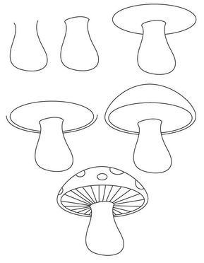 Draw A Mushroom, Trin For Trin Tegning, Easy Drawing Steps, Mushroom Drawing, Easy Drawing Tutorial, Siluete Umane, Pencil Drawings Easy, Doodles Zentangles, Drawing Tutorial Easy