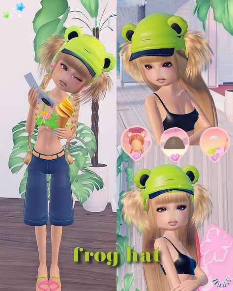 Dress To Impress Frog Hat, Frog Hat Dress To Impress, Preppy Dti Outfit, Dti Hair Combos New Update, Dti Combos Free, Funny Reviews, Frog Dress, Alia Cut, Tudor Period