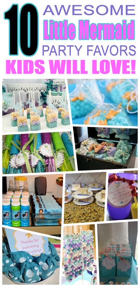 Great little mermaid party favors kids will love. Fun and cool little mermaid birthday party favor ideas for children. Easy goody bags, treat bags, gifts and more for boys and girls. Get the best little mermaid birthday party favors any child would love to take home. Loot bags, loot boxes, goodie bags, candy and more for little mermaid party celebrations. Mermaid Favors, Birthday Surprise Kids, Mermaid Party Games, Fundraising Crafts, Little Mermaid Party, Ariel Birthday Party, 1st Birthday Party Favors, Party Favor Ideas, Mermaid Party Favors