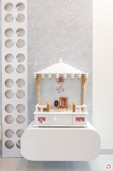 Mandir Designs Made of Marble for Your Heavenly Abode Mandir Design Small, Pooja Mandir Designs, Marble Mandir, Pooja Room Designs, Mandir Designs, Carved Wooden Panels, Mandir Design, Light Blue Walls, House Lamp