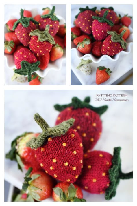 Strawberry Knitting, Knit Strawberry, Knitted Strawberry, Knit Videos, Strawberry Leaves, Anime Nails, Very Hungry, Very Hungry Caterpillar, Craft Making